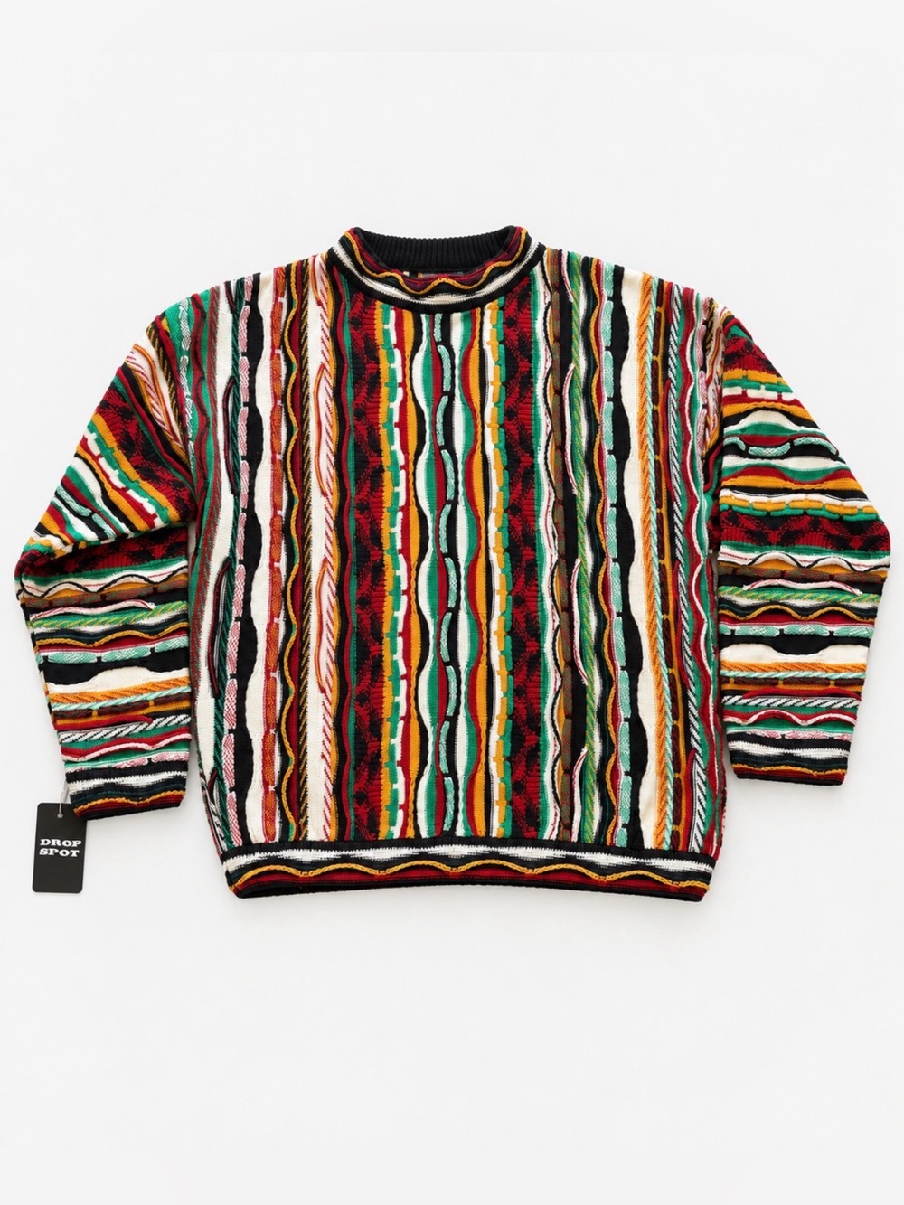 Vintage Bergati 3D Textured Multicolor Knit Sweater Men’s Large 80s 90s